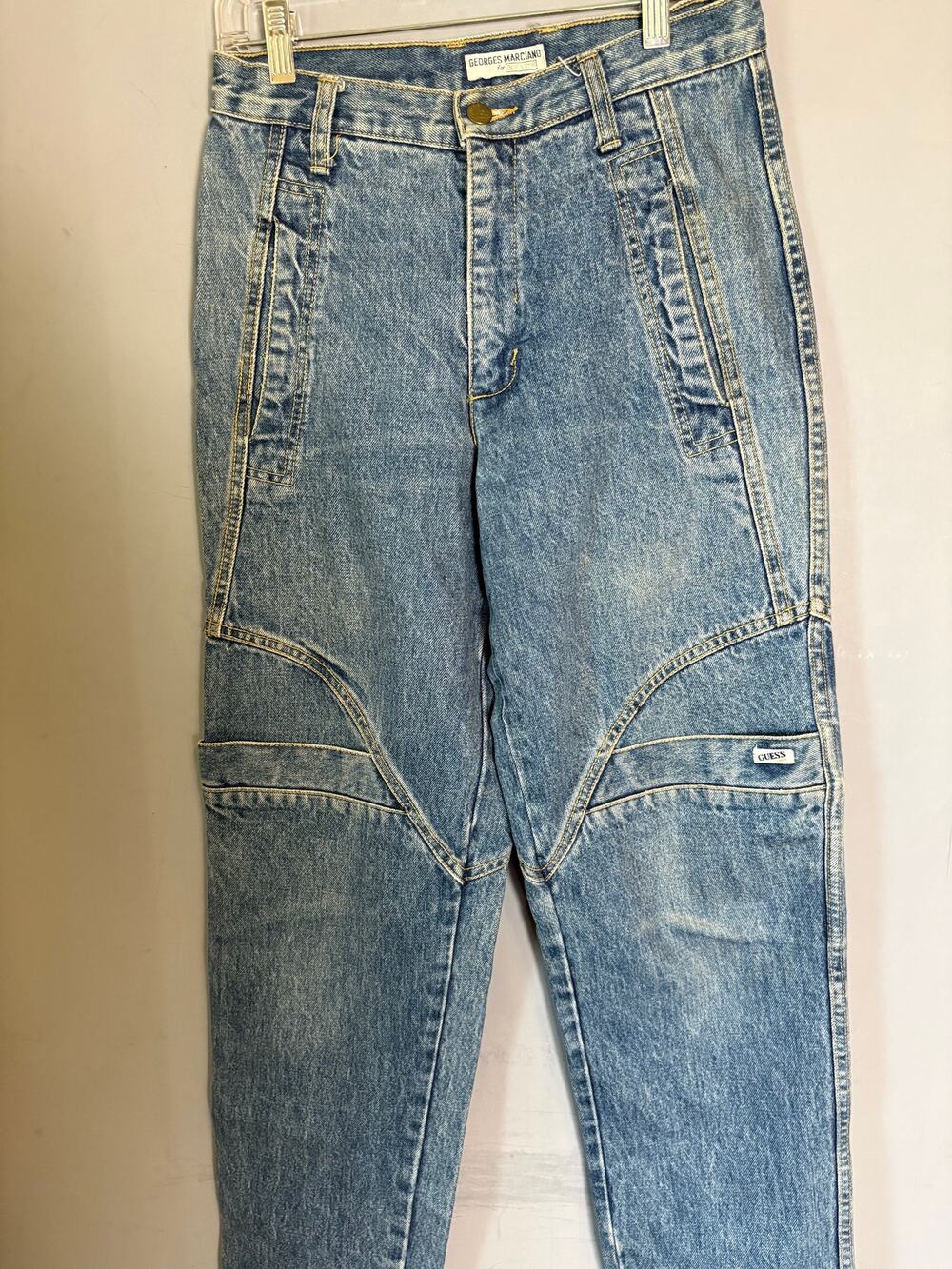 Vintage 90s Georges Marciano for Guess Men’s Blue Seam Detail Jeans USA Sz 30